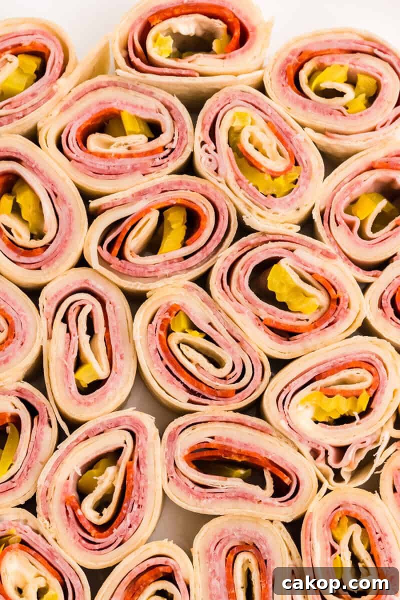 closeup of the Italian Pinwheels.