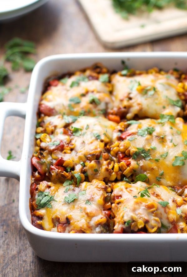 Healthy Mexican Casserole with Roasted Corn and Peppers