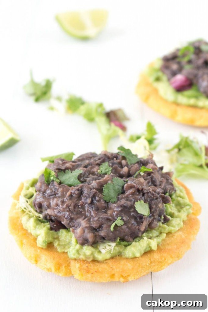 Homemade Sopes with Refried Black Beans