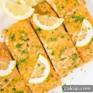 Honey Dijon Glazed Salmon Fillets on a white platter