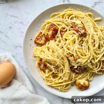 plateful of spaghetti carbonara