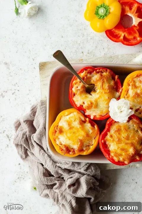A fork in a rice stuffed pepper