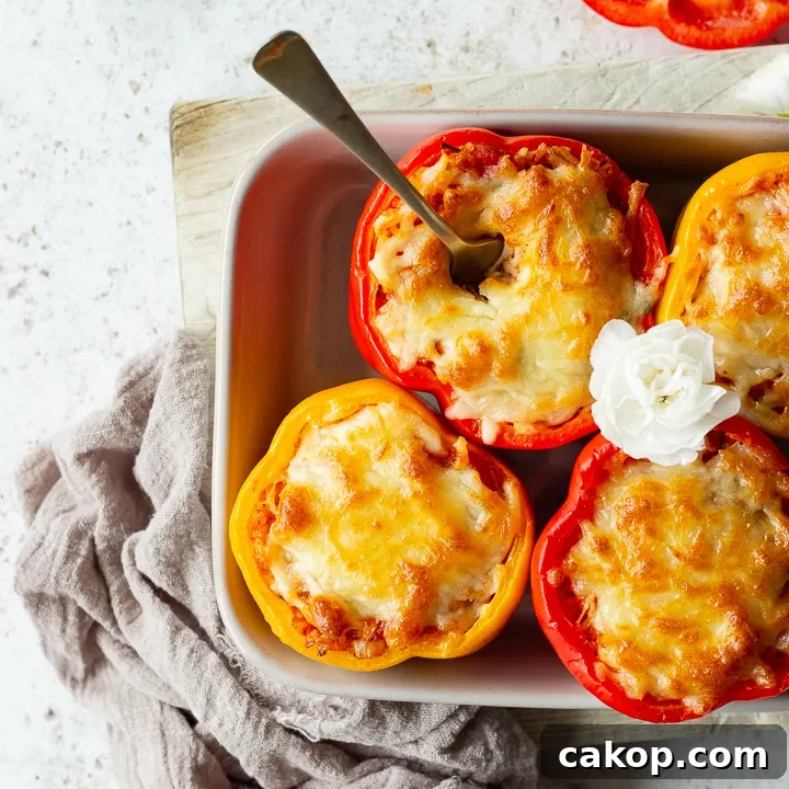 A fork in a rice stuffed pepper