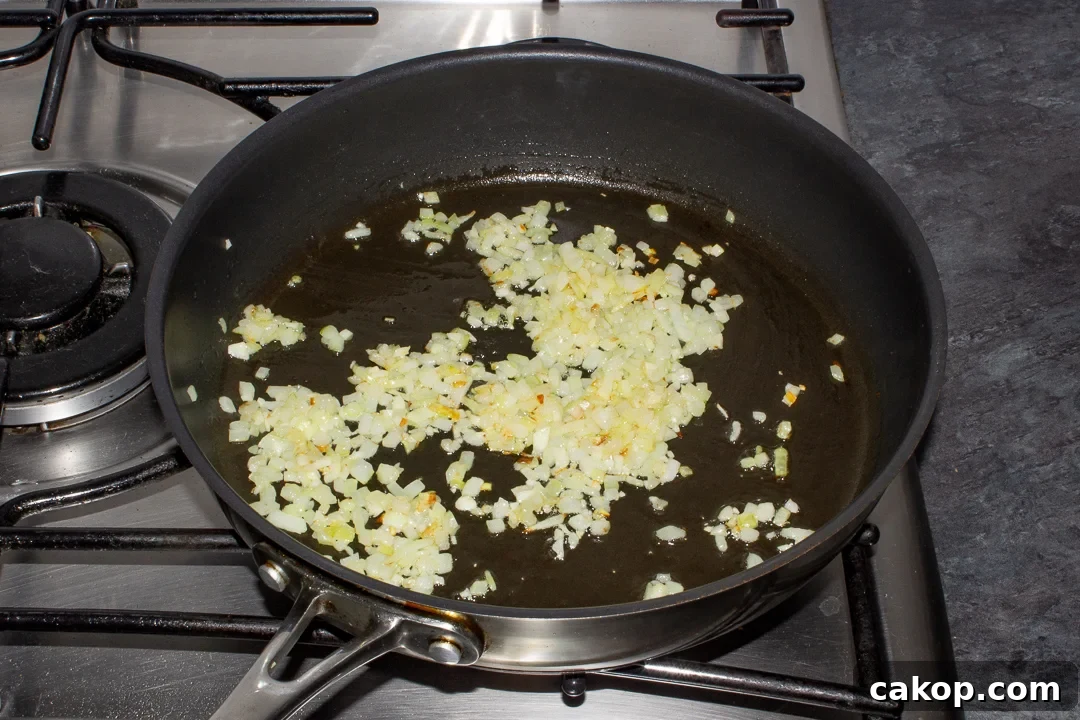 Fried onion and garlic in a pan
