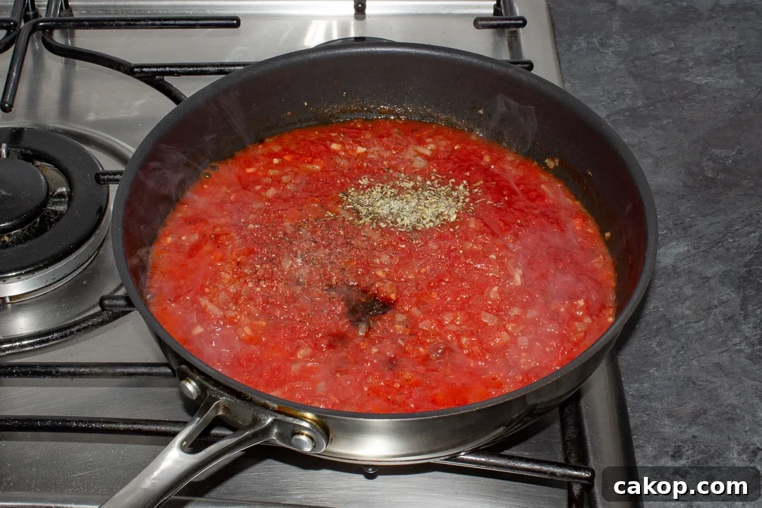 A tomato sauce in a pan
