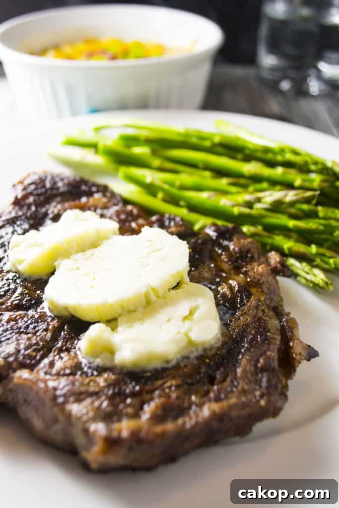 Oven Grilled Pan Seared Steak with Blue Cheese Compound Butter – Pack Momma