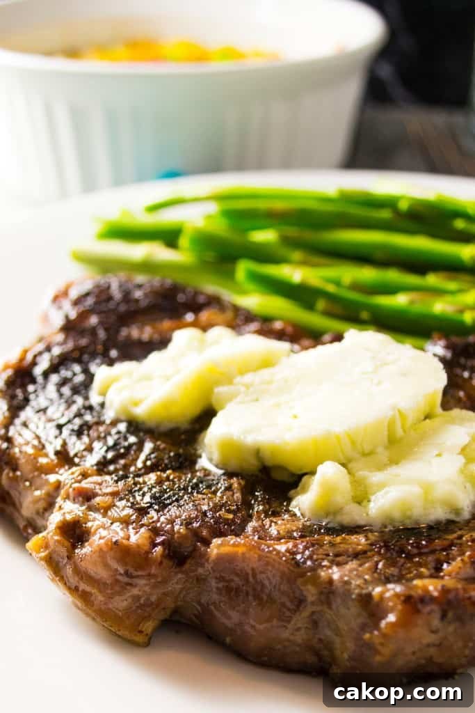 Oven Grilled Pan Seared Steak with Blue Cheese Compound Butter – Pack Momma