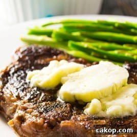 Steak with blue cheese compound butter
