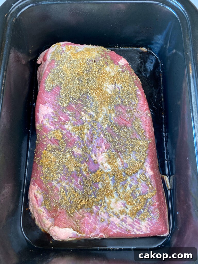 How to cook brisket in a roaster by marinating
