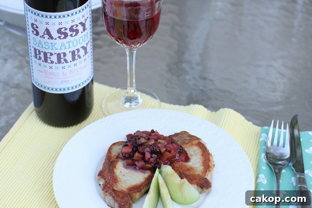 pork chops with green apple and saskatoon chutney