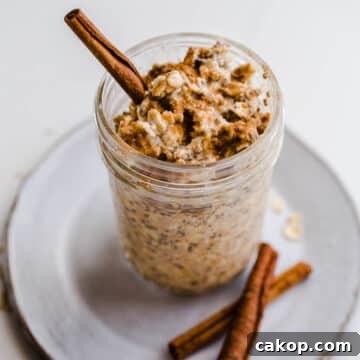 Oats and cinnamon stick in a jar.