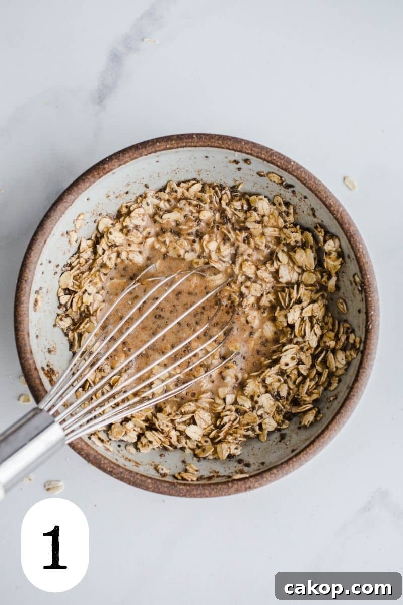 Oats and milk in a small bowl. 