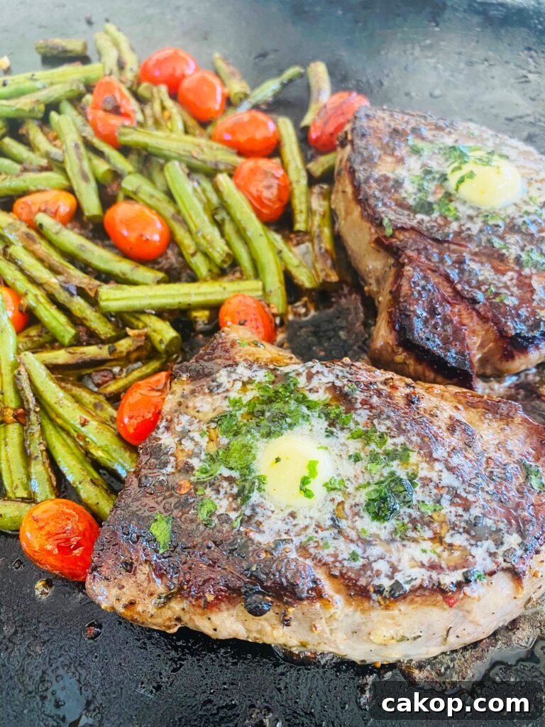Blackstone Ribeye with Sautéed Garlic Green Beans 11 Blackstone Steak and Green Beans