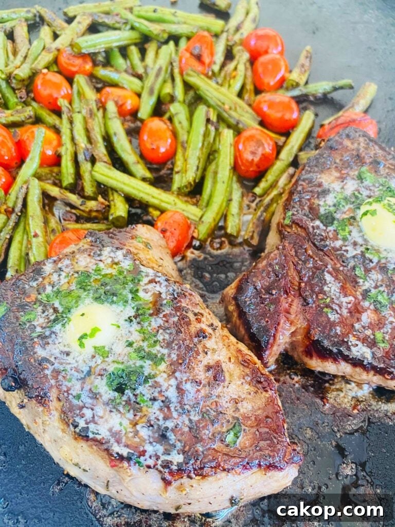 Blackstone Ribeye with Sautéed Garlic Green Beans 12 Blackstone Steak and Green Beans