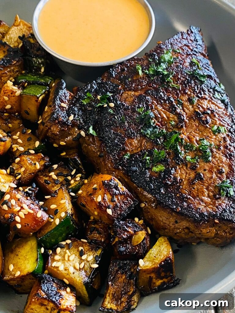 Blackstone Ribeye with Sautéed Garlic Green Beans 15 Blackstone Teriyaki Steak and Zucchini