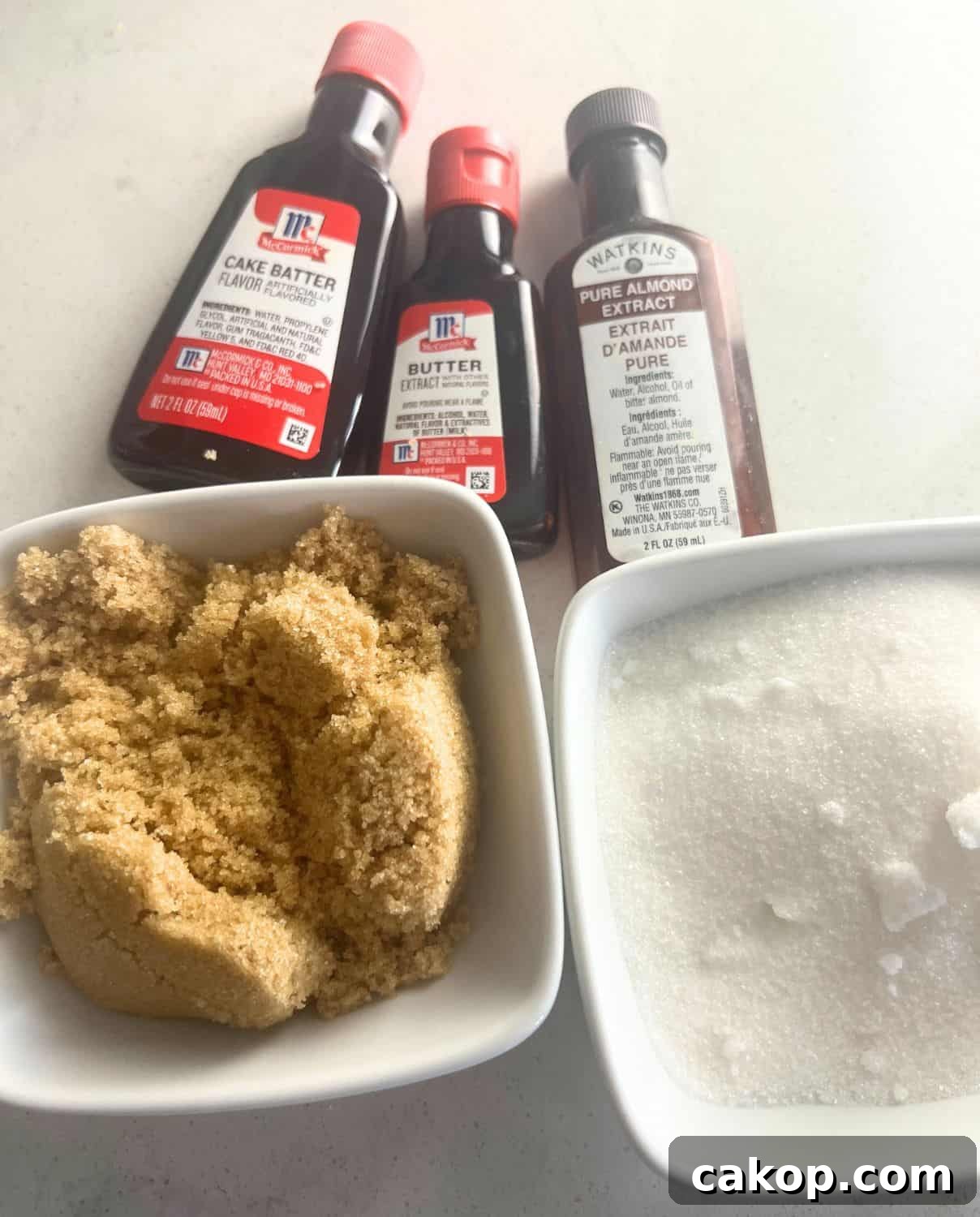 Ingredients needed for sugar cookie syrup recipe. 