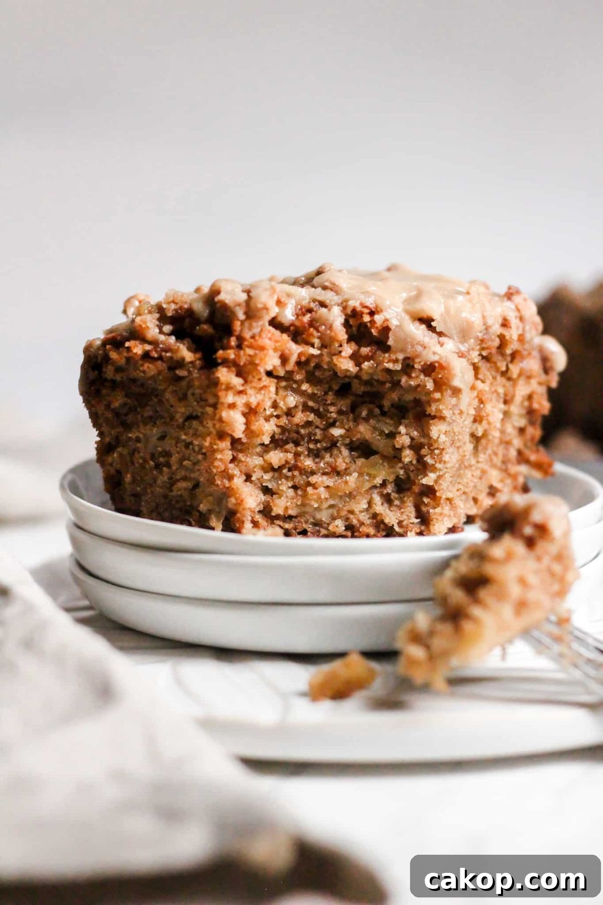 Cinnamon Sugar Apple Coffee Cake Healthier Breakfast Apple Cake with Cinnamon Sugar Crumble Topping and Maple Glaze