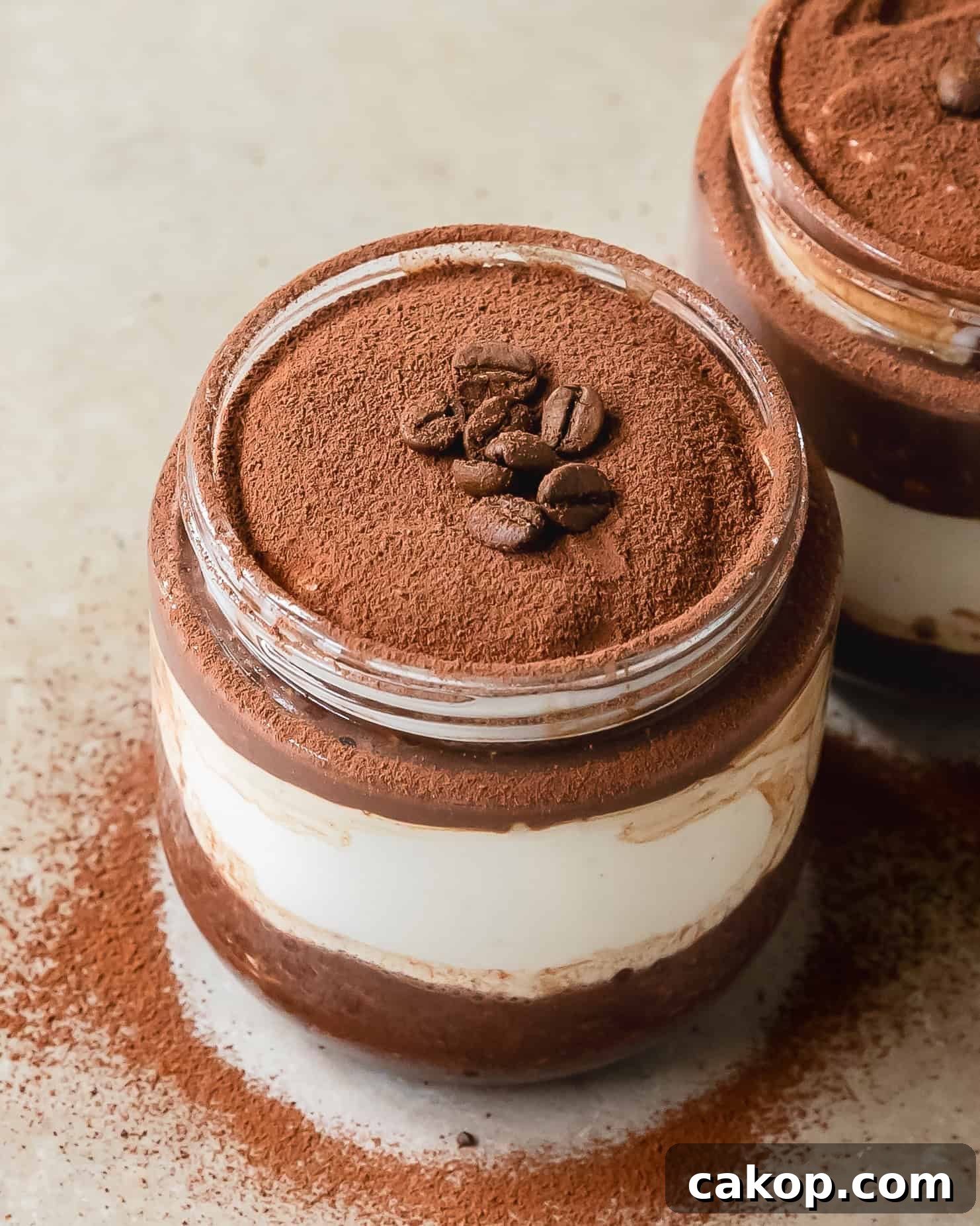 Tiramisu overnight oats are an easy, simple and healthy breakfast made with layers of chocolate espresso soaked oats and creamy sweetened vanilla yogurt. This tiramisu oats recipe takes a few minutes to assemble and makes the perfect sweet treat.