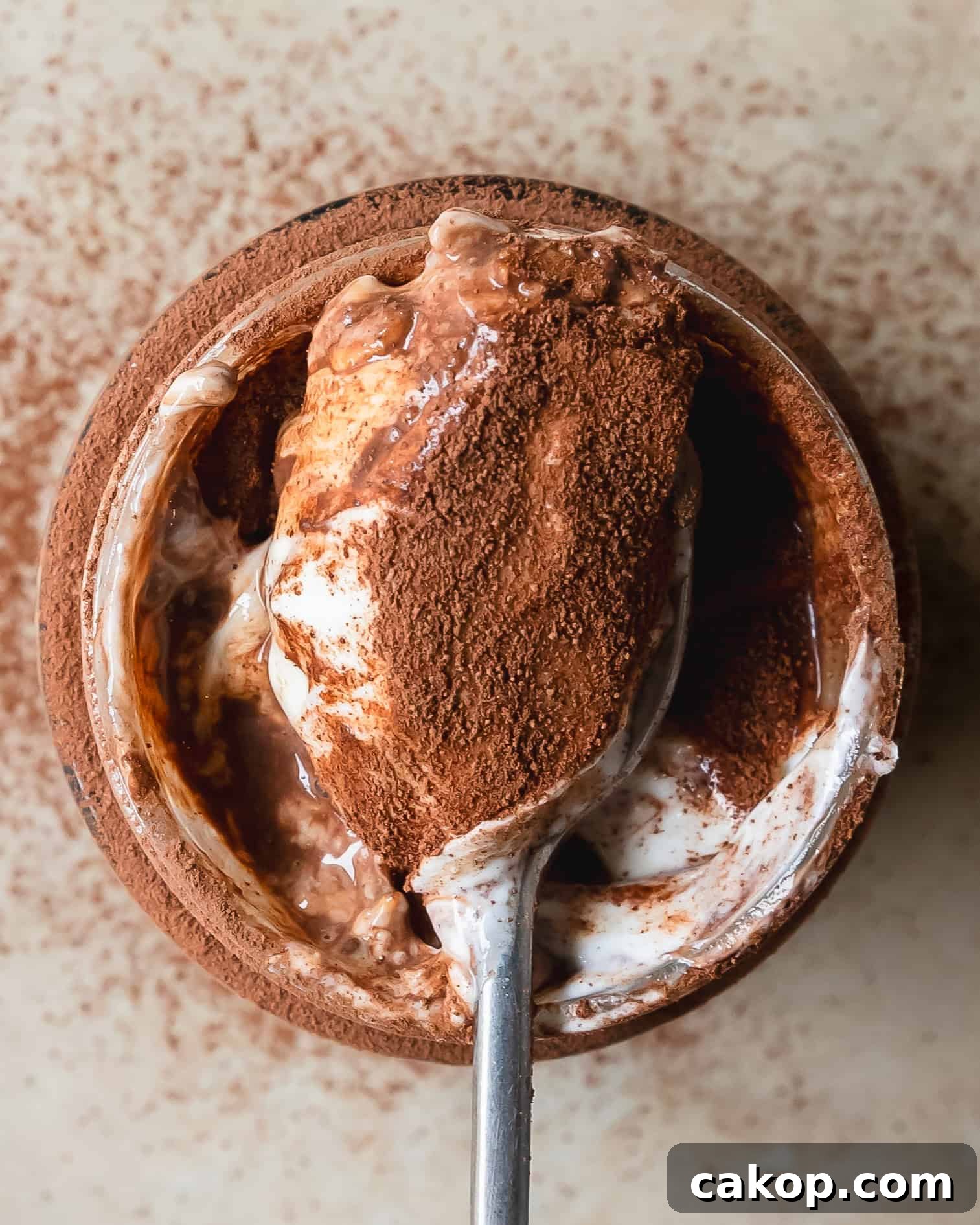 Tiramisu overnight oats are an easy, simple and healthy breakfast made with layers of chocolate espresso soaked oats and creamy sweetened vanilla yogurt.