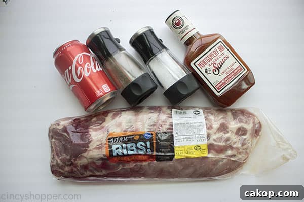Ingredients for Slow Cooker Coke Ribs