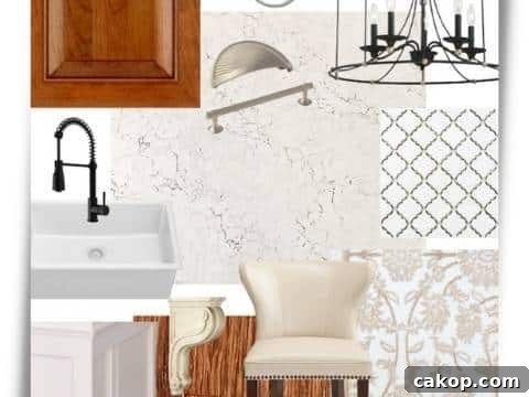 Mood board for kitchen renovation with cherry cabinets featured image with drop shadow