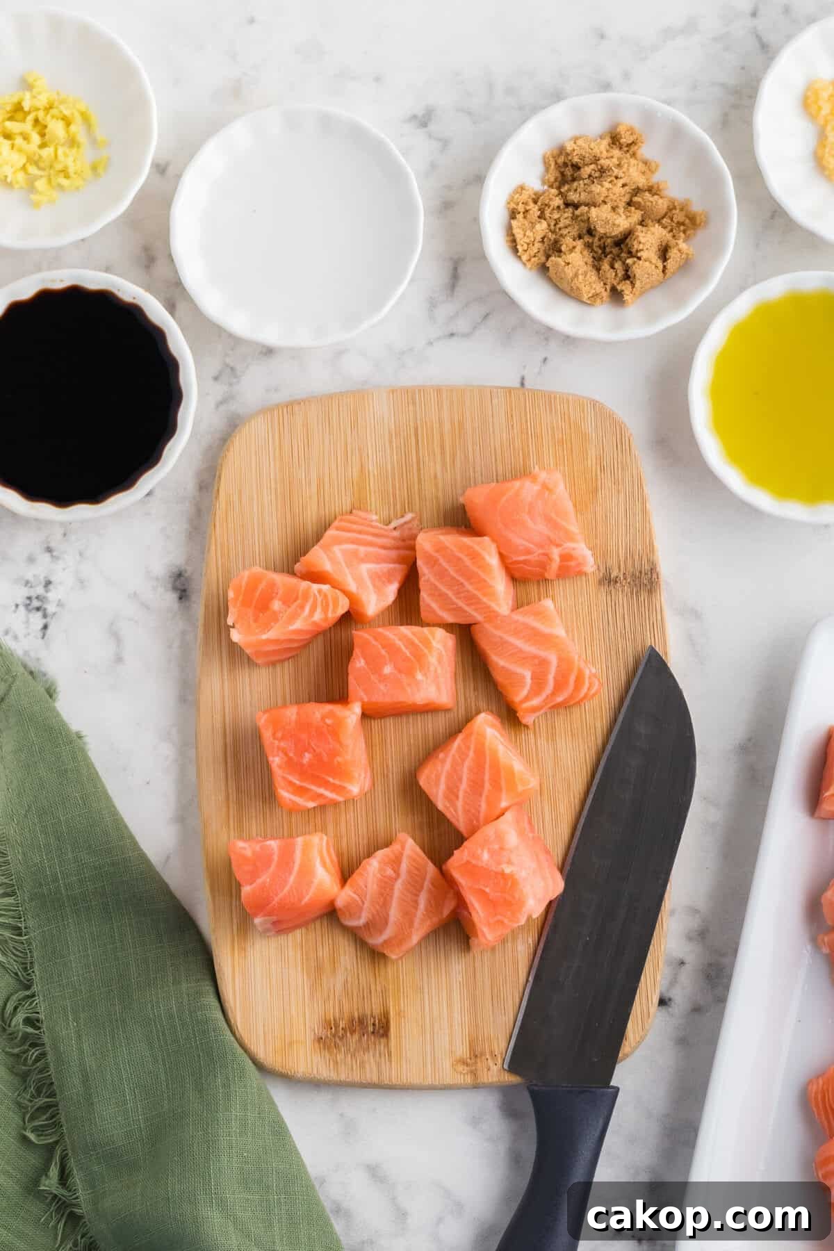 Crispy Air Fryer Teriyaki Salmon Bites Recipe 5 Step 1