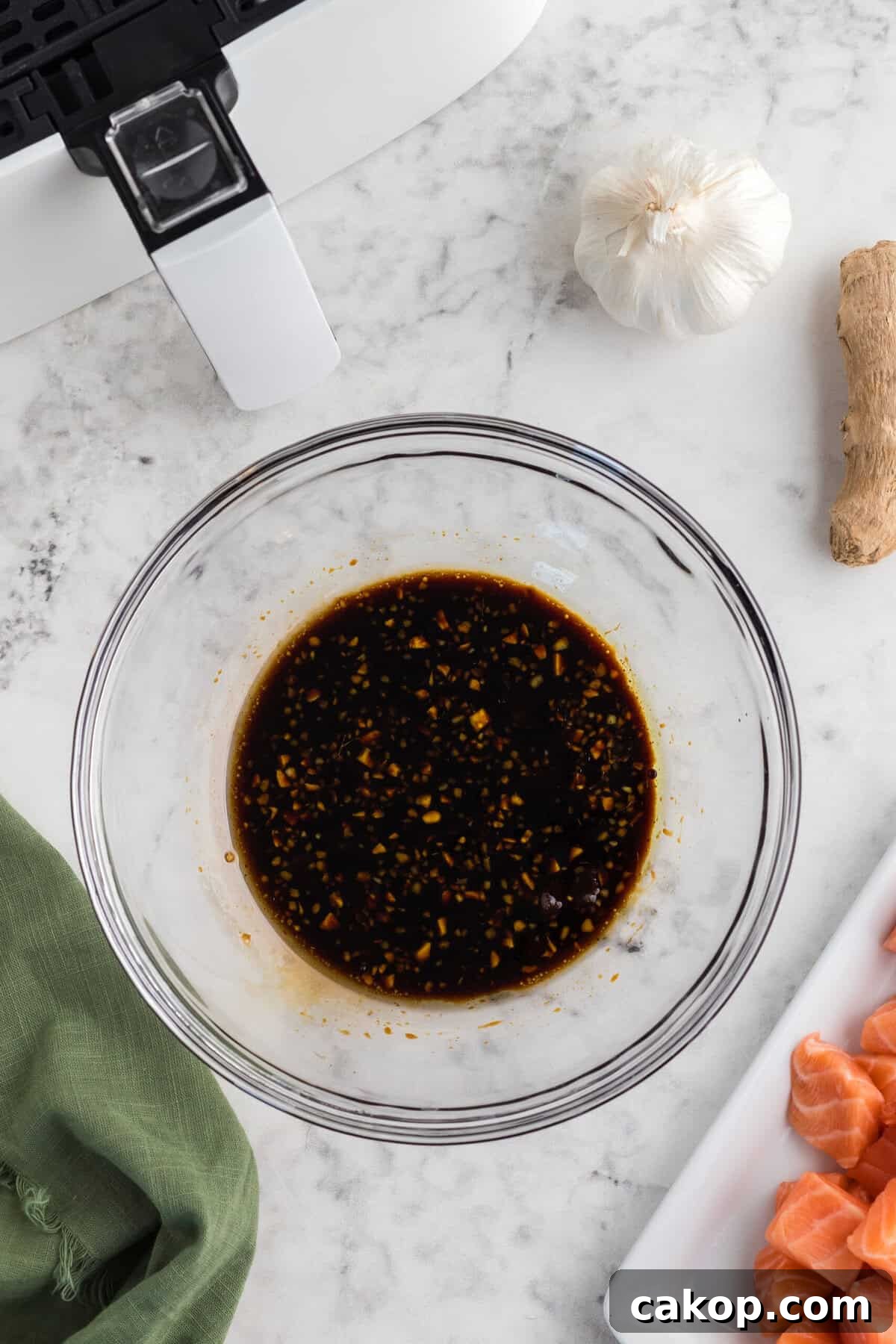 Crispy Air Fryer Teriyaki Salmon Bites Recipe 6 Step 2