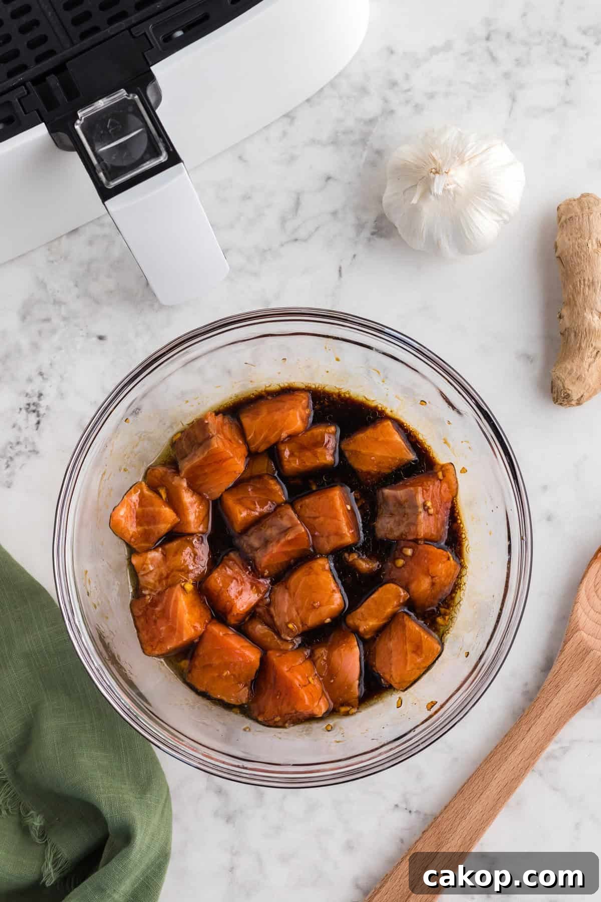Crispy Air Fryer Teriyaki Salmon Bites Recipe 7 Step 3