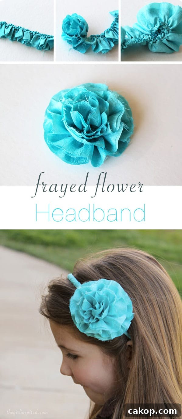 Frayed Flower Headband - this style fabric flower would be cute on a headband or as a brooch, even on a bag!