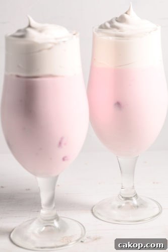 3 Ingredient Strawberry Fluff in two tall glasses.