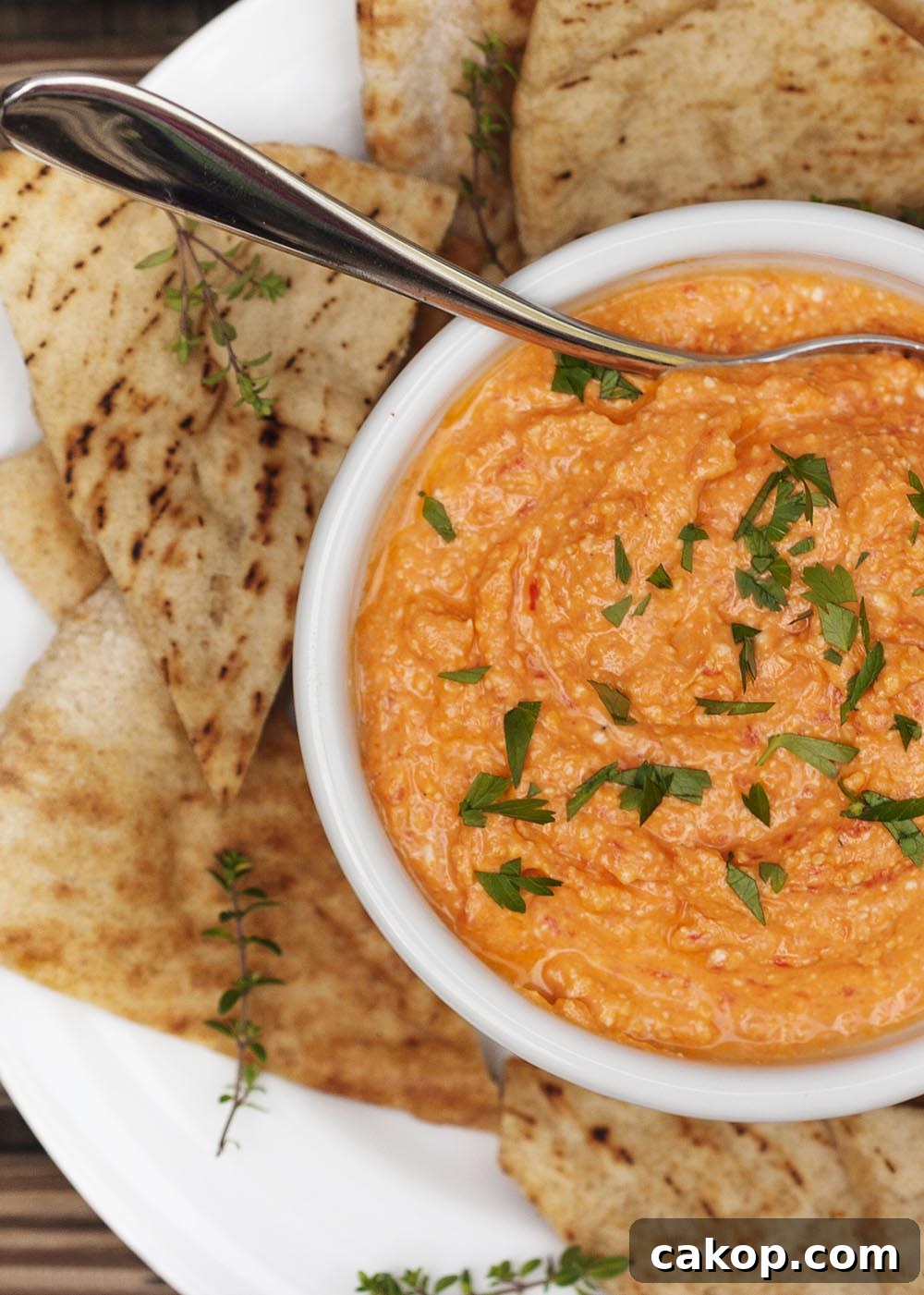 Mediterranean Father’s Day Menu: Feast Ideas and Recipes 3 5 Minute Roasted Red Pepper and Feta Dip - Creamy and tangy. This easy, flavorful dip is the perfect party appetizer.