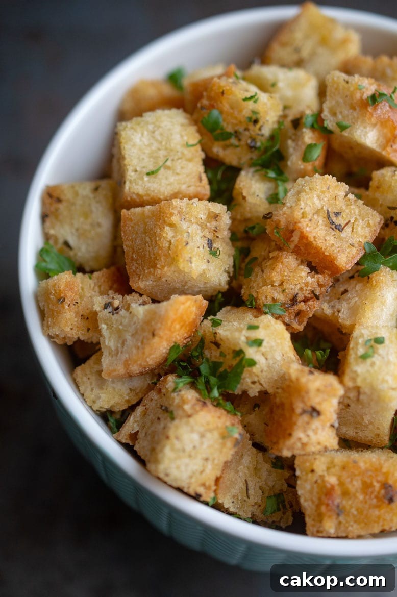 Baked Herb and Garlic Croutons