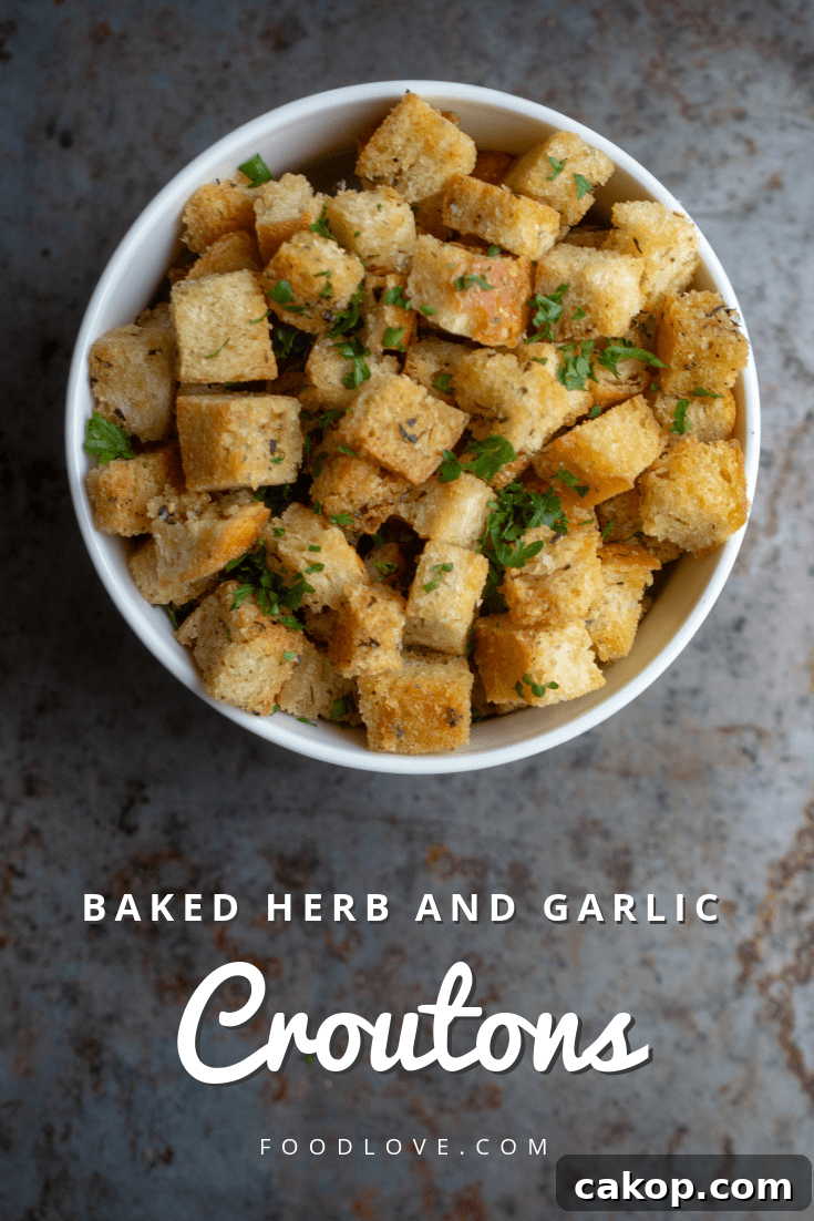 Baked Herb and Garlic Croutons