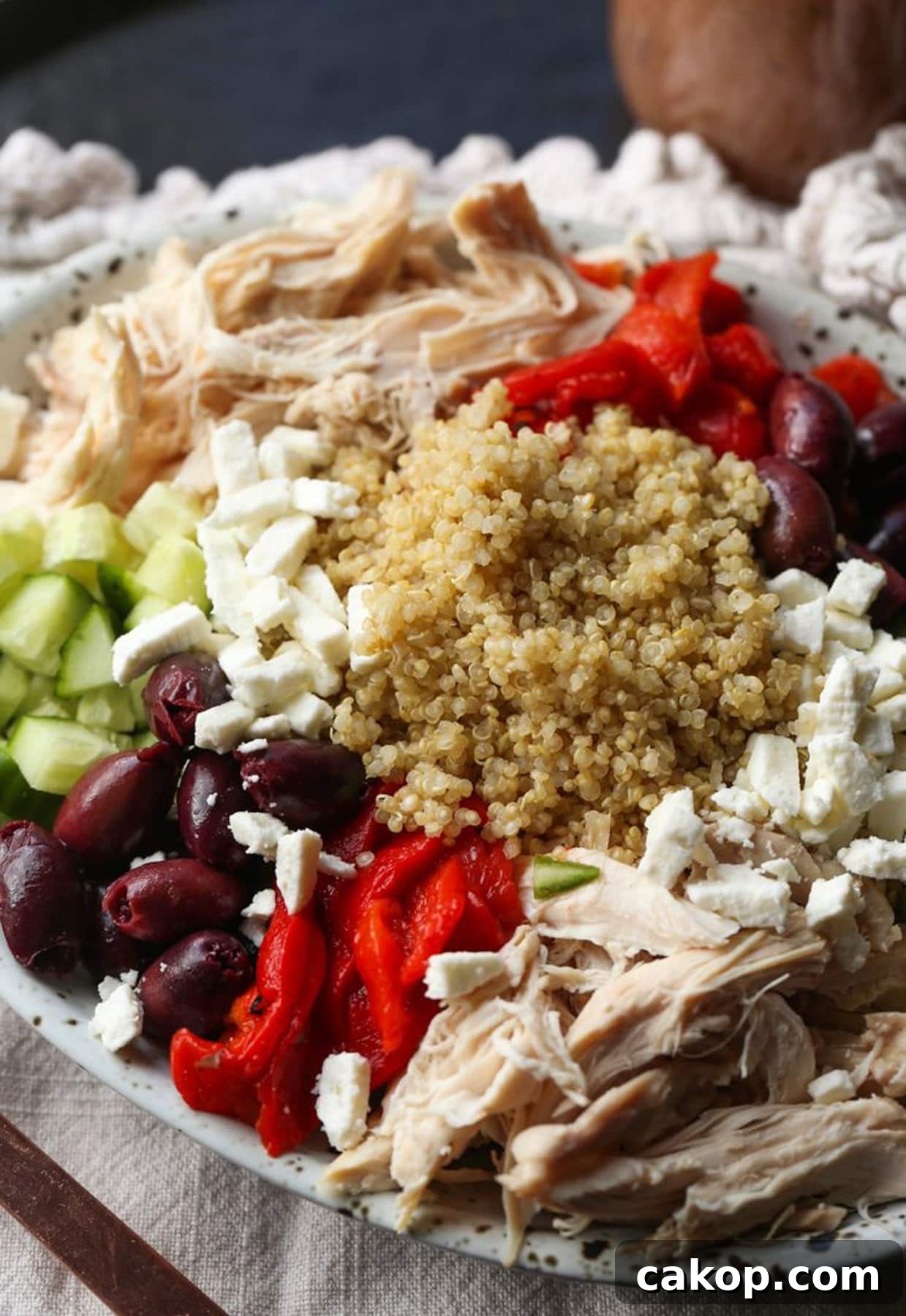 Greek Salad showing ingredients 