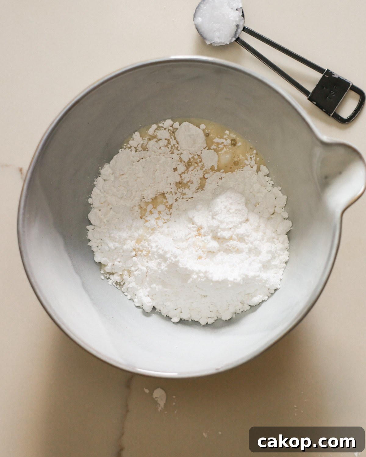 overhead icing ingredients in bowl