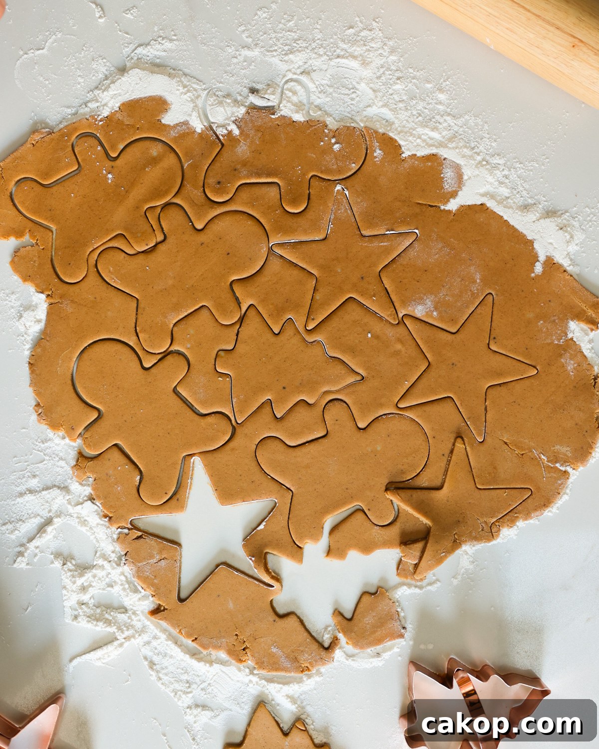overhead gingerbread cookie shapes