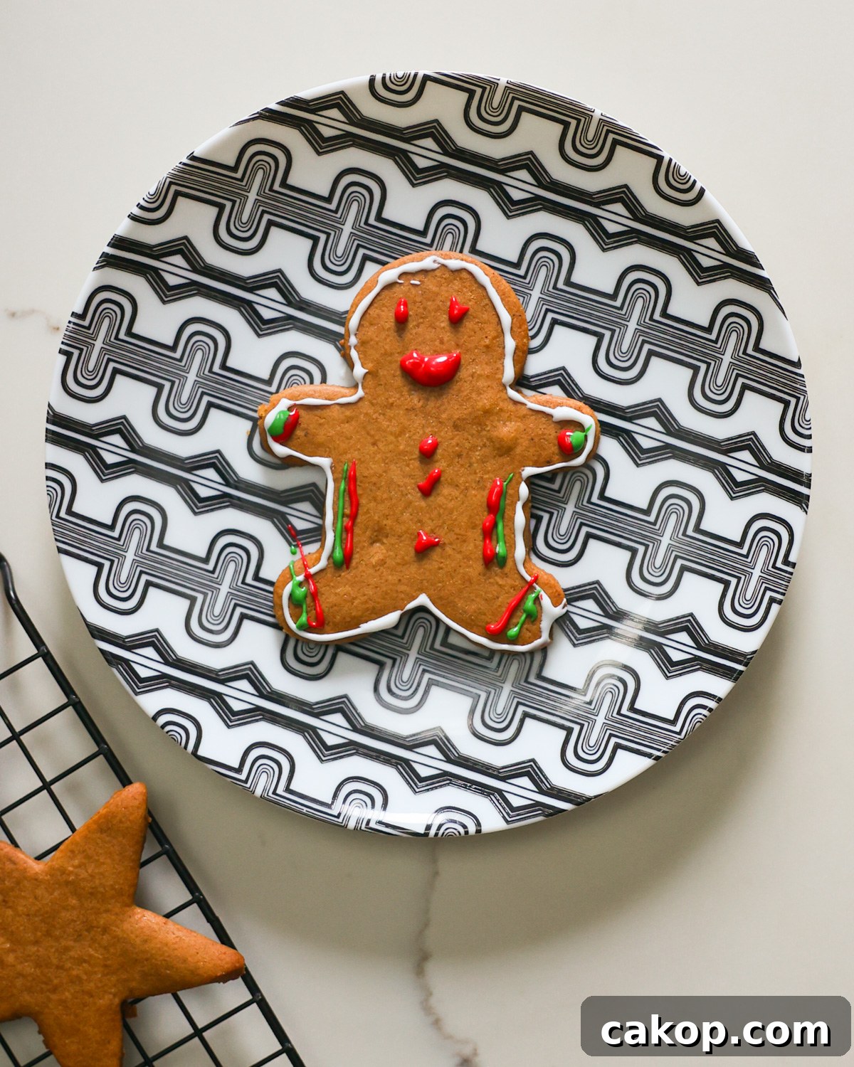 overhead gingerbread cookie on plate