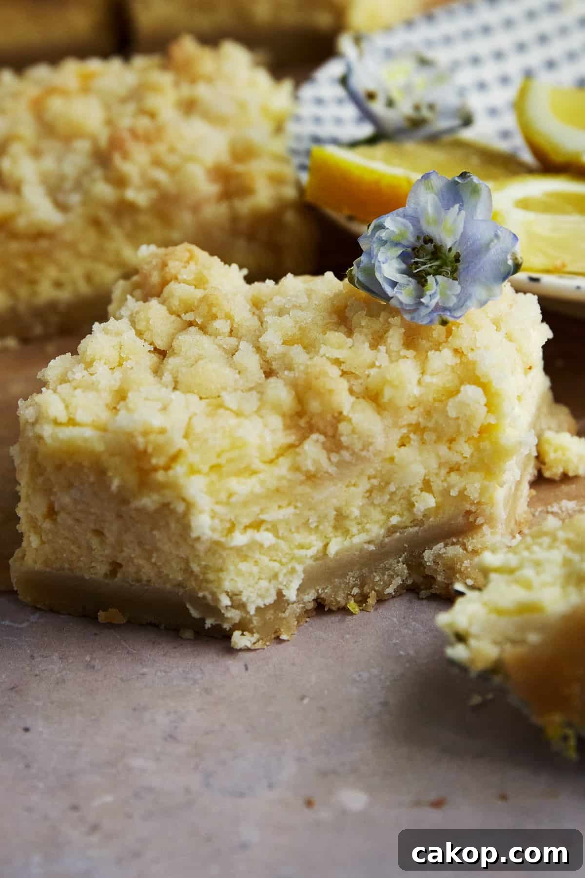 Lemon cheesecake bars stored for later
