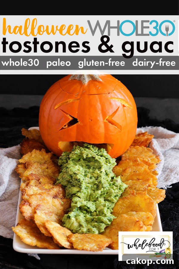 Halloween Whole30 Tostones and Guacamole - Paleo, gluten-free, dairy-free, easy and so fun!