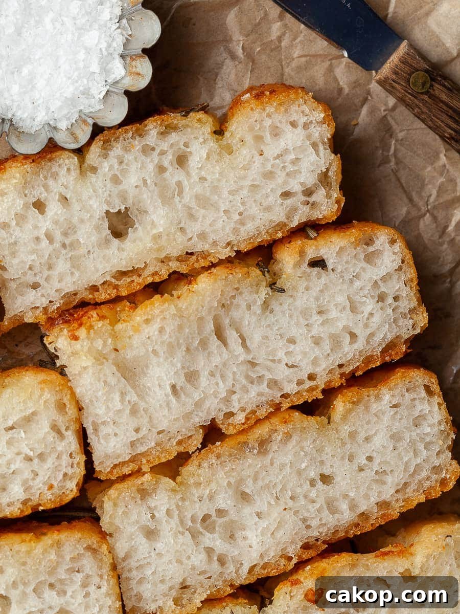 Gluten-Free No-Knead Focaccia Recipe for Crispy, Airy Bread 10 sliced gluten free focaccia made with caputo fioreglute