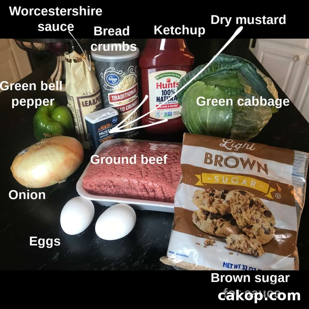 Ingredients for stuffed cabbage rolls