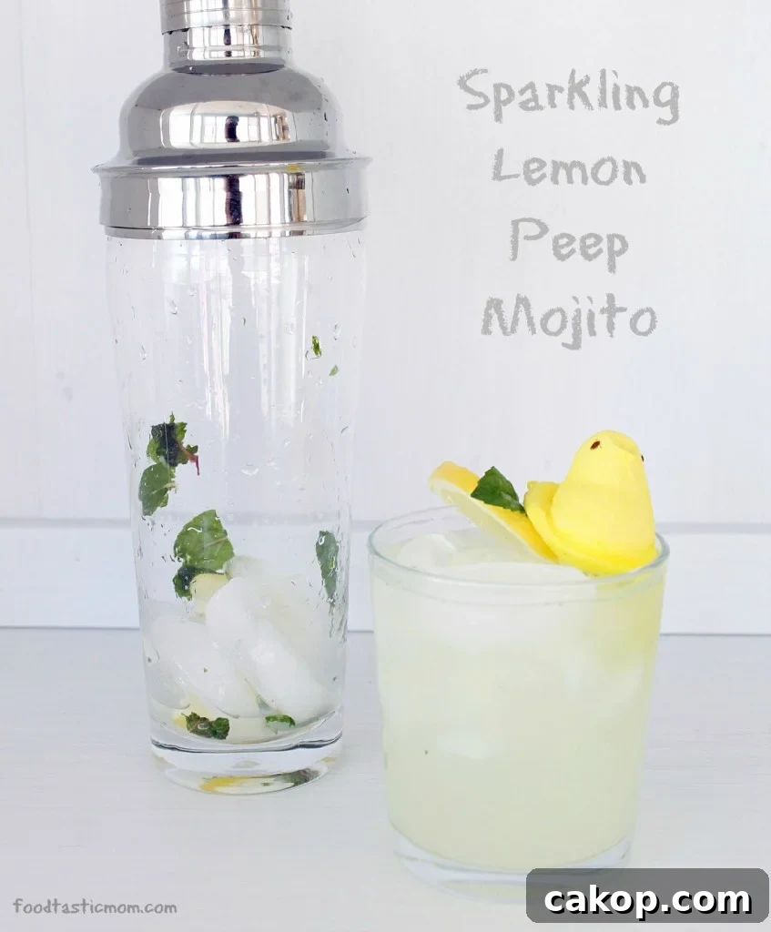 Sparkling Lemon PEEP Mojito Recipe — Fizzy Spring Cocktail Guide 3 Sparkling Lemon Peep Mojito by Foodtastic Mom