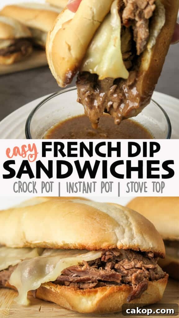 French Dip Sandwich {So Easy! Crockpot, Instant Pot, or Stovetop}