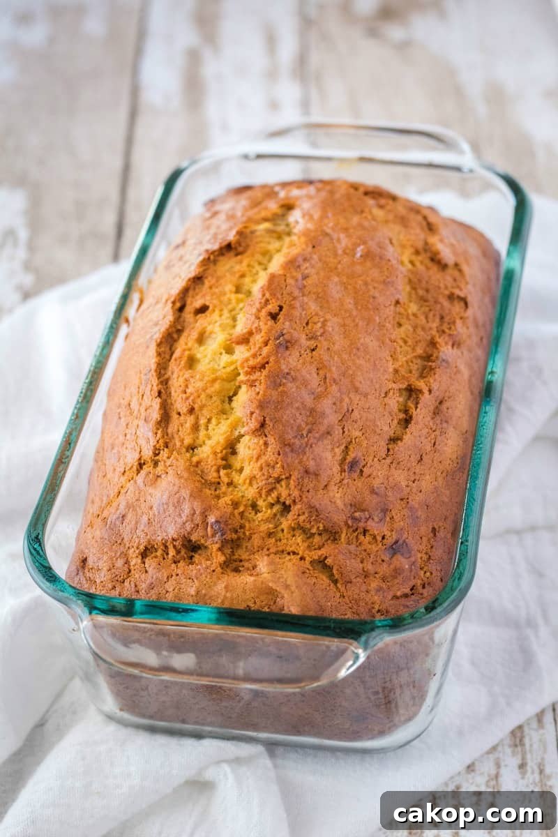 banana bread in a loaf pan