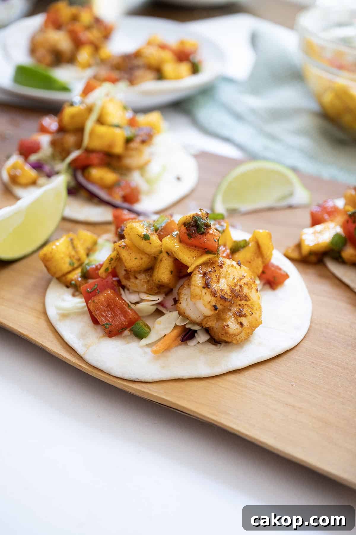 Mango-Lime Shrimp Tacos with Fresh Cilantro Salsa 8 Shrimp Tacos with mango salsa