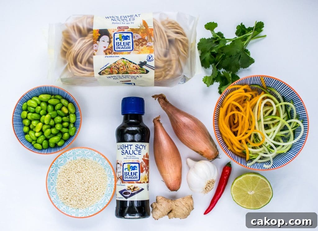 Spicy Sesame & Edamame Noodles - ingredients