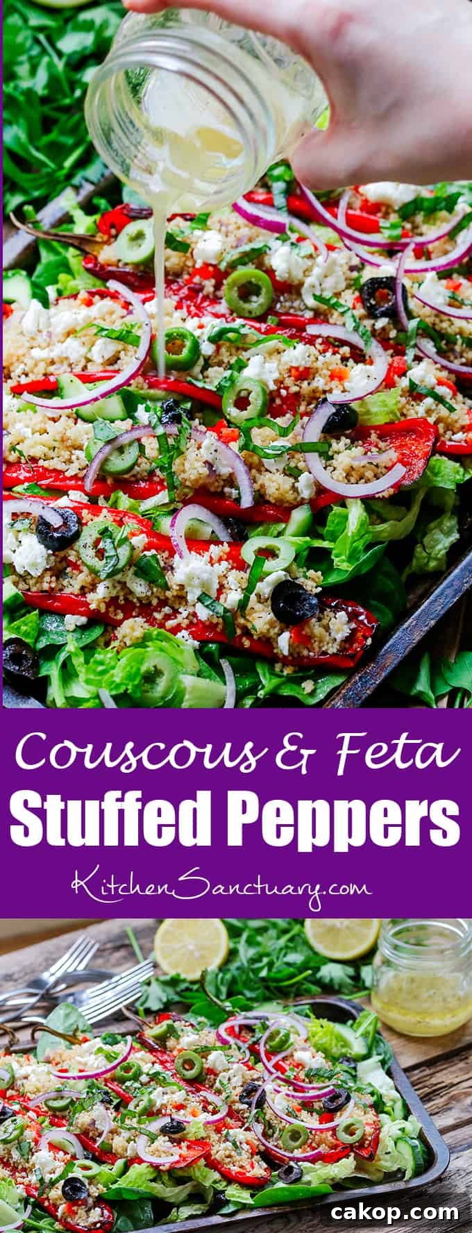 Roasted Romano Peppers Stuffed with Feta and Couscous 5 Couscous and Feta Stuffed Peppers - Serve them as a light lunch or side dish. Also great for serving at your BBQ party!
