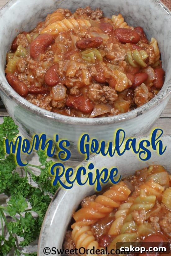 Mom's Goulash Recipe is loaded with comfort food flavor and super easy to make. Mom's Goulash Recipe