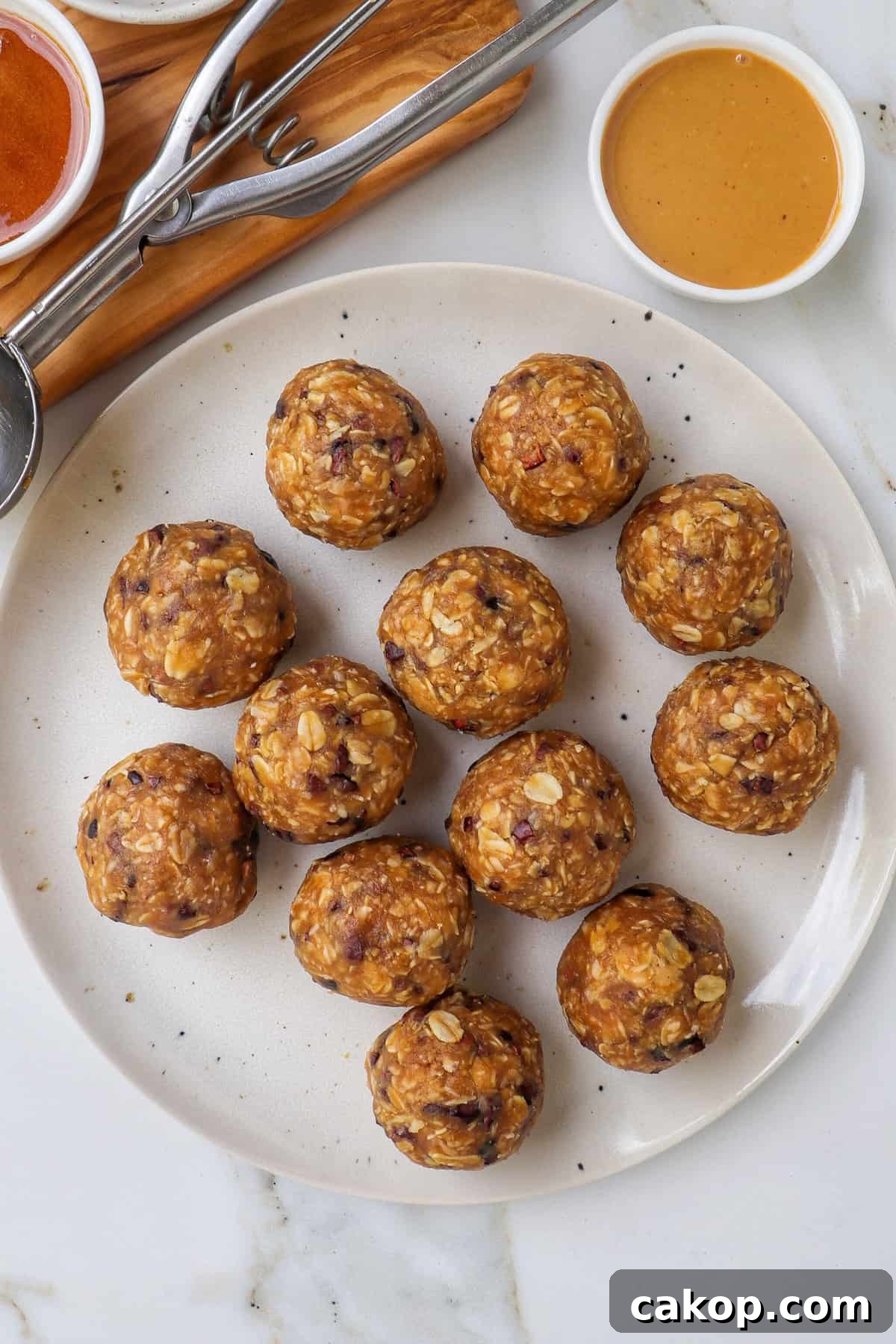 Bliss balls on a plate.