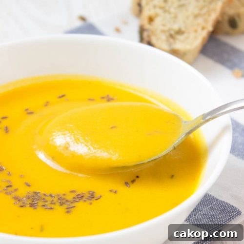 Easy Carrot Ginger Soup with turmeric and cumin